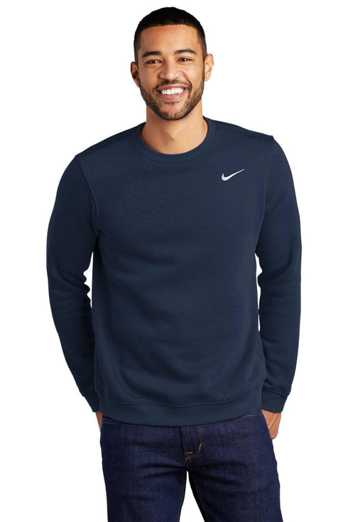Nike Club Fleece Crew Men's Sweatshirt Crewneck (Navy, Large)